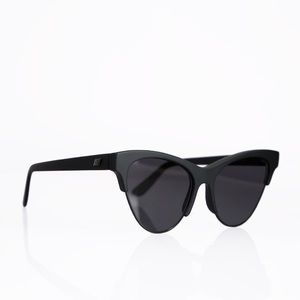 Le Specs Ink Black Cat Eye Sunglasses, New in Box